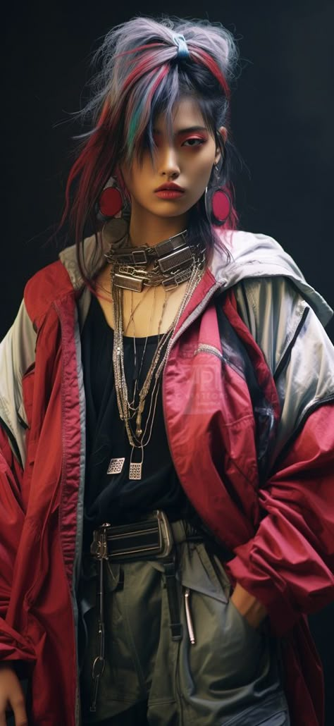 90s cyber aesthetic, cyberpunk, style, outfits Rave Outfits Cyberpunk, Electropunk Fashion, Modern Cyberpunk Outfit, Cyberpunk Woman Outfit, Gothic Cyberpunk Aesthetic, 80s Cyberpunk Fashion, Dystopian Cyberpunk Outfit, Cyberpunk Aesthetic Clothes, Cyberpunk Green Outfit