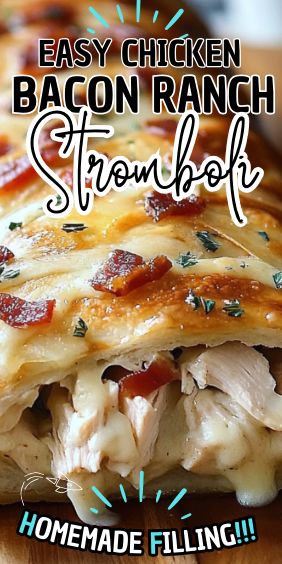 Easy Chicken Bacon Ranch Stromboli Stromboli Recipe Easy, Stromboli Recipe, Comfort Casseroles, Easy Carrot Cake, Whole Wheat Pizza, Ranch Dressing Recipe, Ranch Recipe, Chicken Bacon Ranch, Bacon Ranch