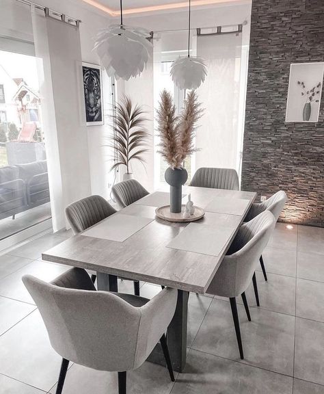 Dining Room Design Grey, Grey Dining Tables, Grey Dining Room, Dinning Room Design, Apartment Decor Inspiration, Decor Minimalist, Apartment Inspiration, Living Room Decor Apartment, Living Room Grey