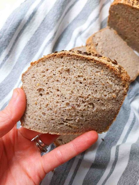 Easy Buckwheat Bread (Gluten-Free, Vegan) Buckwheat Flour Bread Recipe, Buckwheat Flour Bread, Buckwheat Bread Recipe, Gluten Free Buckwheat Bread, Healthy Gluten Free Bread, Bread With Yeast, Buckwheat Flour Recipes, Gf Pizza, Gluten Free Bread Machine