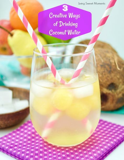 3 Creative Ways of Drinking Coconut Water - Living Sweet Moments Coconut Water Drinks Nonalcoholic, Coconut Hydration Drink, Vita Coconut Water Recipes, Flavored Coconut Water, How To Drink Coconut Water, Coconut Water Hydration Drink, Coconut Water Recipes Drinks, Flavored Coconut Water Recipes, Coconut Water Lemonade