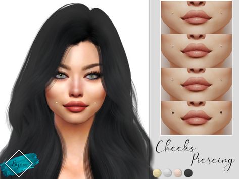 Cheeks Piercing, Cheek Piercing, Back Dimple Piercings, Dimple Piercing, Cheek Piercings, Sims 4 Piercings, Free Sims 4, Sims 4 Body Mods, Tumblr Sims 4