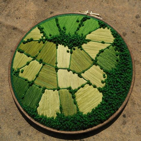 Aerial Embroidery Showcases the Hidden Patterns of Cultivated Farmland | Colossal Sulaman Pita, Thread Painting, 자수 디자인, Sewing Embroidery Designs, Hand Embroidery Art, Stitching Art, Embroidery Cross Stitch, Embroidery Cross, Embroidery Inspiration