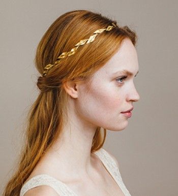 Handmade Tiaras, Fashion Shoots, Jennifer Behr, Floral Headband, Golden Leaves, Hair Strand, Floral Headbands, Coraline, Fashion Shoot