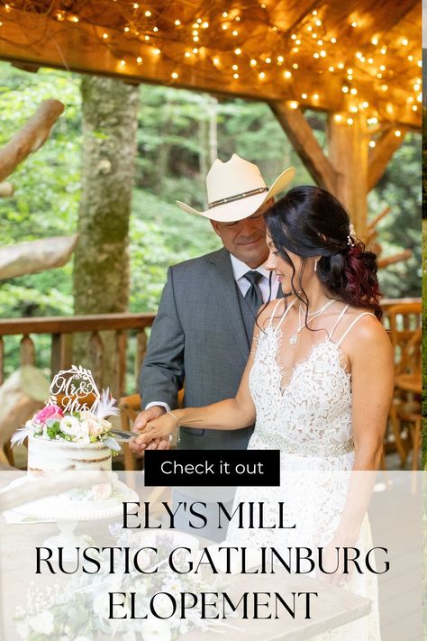 Gatlinburg Elopement | Ely's Mill Elopement | Elopement Photographer. Gatlinburg has a perfect rustic venue for your elopement: Ely's Mill. Discover Gatlinburg wedding photography, Gatlinburg Tennessee weddings, summer mountain elopement, summer elopement ideas, and rustic elopement photos. Go to gatlinburgelopements.com to book your Tennessee elopement coordinator.