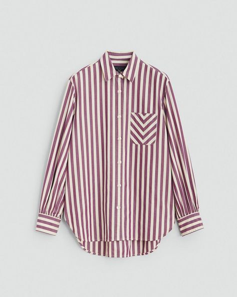 Maxine Cotton Poplin Shirt - Purple Strpe | rag & bone Scarf Poncho, Cotton Poplin Shirt, Poplin Shirt, Wide Leg Denim, Wool Blazer, Cotton Poplin, Fashion Advice, Urban Fashion, Rag & Bone