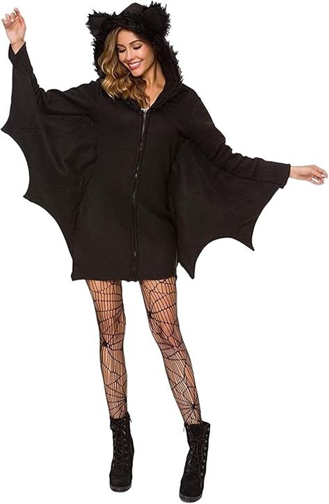 Amazon.com: YAOBAOLE Halloween Costume for Women Bat Cozy Black Animal Adult Cosplay Vampire Zipper Dres L : Clothing, Shoes & Jewelry Bat People, Hoodie Halloween Costumes, Bat Halloween Costume, Halloween Costumes For Adults, Halloween Costume For Women, Gothic Party, Costumes For Adults, Gothic Costume, Bat Costume