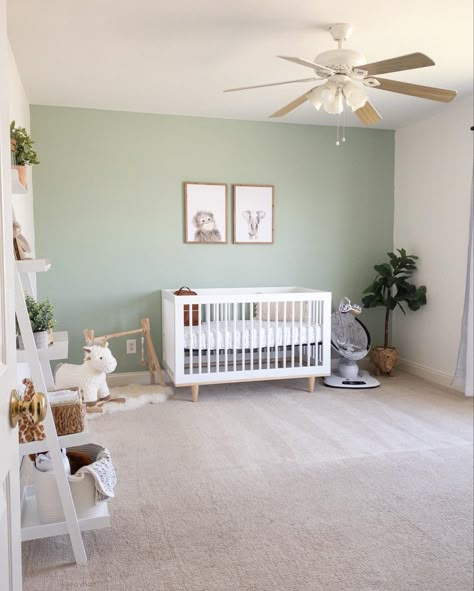 Light Green Nursery, Nursery Room Colors, New Bedroom Ideas, Neutral Nursery Colors, Green Nursery Boy, Baby Room Decor Neutral, Neutral Nursery Rooms, Gender Neutral Baby Room, Green Baby Room