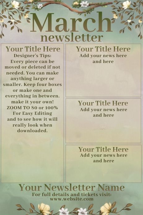 March Newsletter | PosterMyWall Relief Society Newsletter Ideas, April Newsletter Ideas, March Newsletter, Lds Primary Newsletter Template Free, Free Newsletter Templates Editable, Newsletter Sample, Newsletter Names, Newsletter Examples, Newsletter Template Free