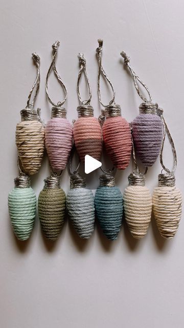 Megan | Macrame Gifts & Tutorials | Macrame Light Bulb Ornaments 💕🧚🏼  #macrametutorial #macrametutorials #howto #macrame #megsmodernmacrame #shopmegsmodernmacrame #macrameshop... | Instagram Macrame Bulb Ornaments, Macrame Lollipop Tutorial, Macrame Ornaments Diy, Homemade Christmas Tree Decorations, Macrame Gifts, Macrame Christmas Ornaments, Macrame Ornaments, Macrame Light, Macrame Crafts