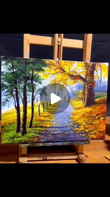 Nature Landscape Painting, In Love With Nature, Fall Landscape Painting, Fall Canvas Painting, Circle Painting, Fall Canvas, Autumn Painting, Autumn Landscape, Nature Landscape