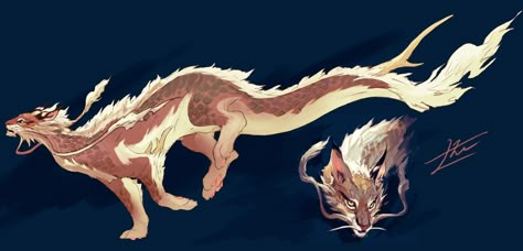 Dragon Cat, Creature Inspiration, Spirit Animal Art, Creature Artwork, Cute Fantasy Creatures, Creature Drawings, Fantasy Animals, Dragon Artwork, Creature Feature