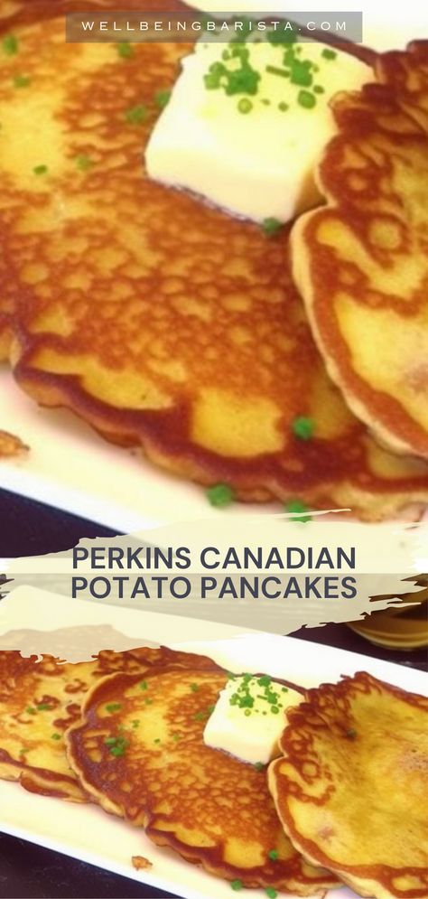 These potato pancakes are a must-try. They're beloved not only by Canadians and are perfect on their own or as a side dish. To whip up all you need russet potatoes, onion, parsley, eggs, flour, sugar, butter and whole milk.  Delicious! Copycat Perkins Potato Pancakes, Potatoe Pancakes Using Mashed Potatoes, Perkins Potato Pancake Recipe, Potato Pancakes From Mashed Potatoes, Polish Potato Pancakes, Potato Pancakes Recipe, German Potato Pancakes, Original Pancake House, Mashed Potato Pancakes