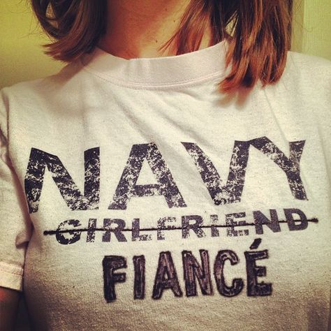 I love being a milso! DIYed a Navy girlfriend shirt into Navy fiance shirt, soon to be Navy wife shirt.  Update again when married :) #navygirlfriend #navyfiance #DIY #milso #usnavy #navywife Military Girlfriend Army, Proud Navy Girlfriend, Fiance Quotes, Navy Wife Life, Danny Green, Navy Girlfriend, Girlfriend Shirt, Military Girlfriend, Navy Life