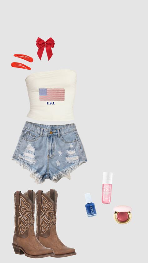 Fourth of July outfit 4th Of July Baseball Game Outfit, 4th Of July Cute Outfits, Trendy Fourth Of July Outfits, Country Fourth Of July Outfit, Fourth Of July Outfits For Teens, 4tg Of July Outfit, July Fourth Outfit, 4 July Outfits, 4th Of July Aesthetic Outfits