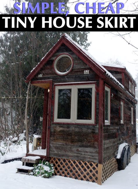 Tiny House Skirt Tiny House Skirting, Skirting Ideas, Shipping Container Home Builders, House Skirting, Cheap Tiny House, Tiny House Appliances, Cottage Tiny House, Tiny House Big Living, Outdoor Kitchen Appliances