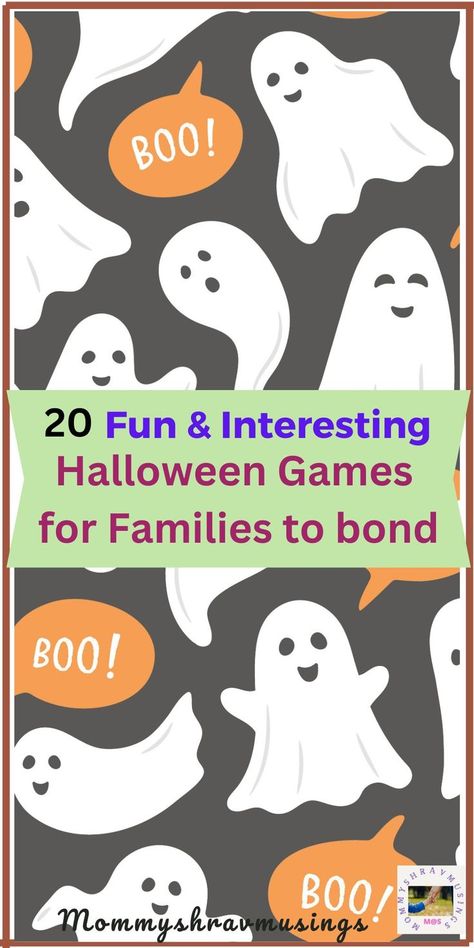 Halloween Party Games poster Family Halloween Game Ideas, Family Halloween Party Games, Halloween Family Games, Halloween Group Games, Funny Halloween Games, Family Halloween Games, Bonding Games, Halloween Family Party, Games For Families