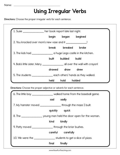 Verbs - Have Fun Teaching Verbs Worksheet 2nd Grade, Irregular Verbs Worksheet, Collective Nouns Worksheet, Worksheets For 2nd Grade, Action Verbs Worksheet, Proper Nouns Worksheet, Articles Worksheet, Verbs Worksheet, Verbs Activities