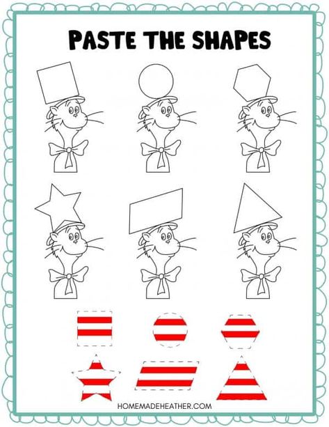 Cat In Hat Craft, Dr Suess Cat In The Hat Crafts, Dr Seuss Prek Crafts, Dr Suess Activities For Kids, The Cat In The Hat Crafts Preschool, Cat In Hat Crafts Preschool, The Cat In The Hat Activities Preschool, The Cat In The Hat Activities, Dr Suess Worksheets Preschool