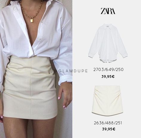 Zara Skirt Outfit, Mini Skirt Outfit Night, White Mini Skirt Outfit, Mini Skirts Outfits Summer, White Skirt Outfits, Zara Looks, Ruched Mini Skirt, Mini Skirt Style, Oyster White