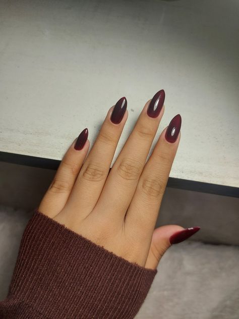 Dark Red Nails Pointy, Pointy Dark Nails, Dark Pointy Nails, Nails Arrow, Nails Dark Red, Arrow Nails, Nails Dark, Wine Nails, Pointy Nails