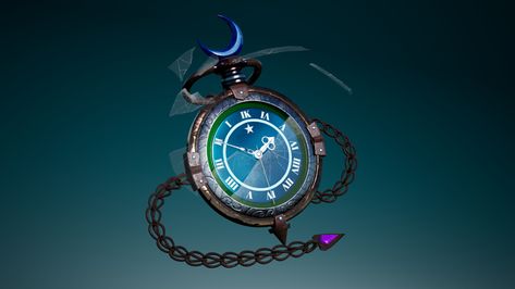 ArtStation - Magical Pocket Watch Magical Pocket Watch Art, Magical Pocket Watch, Magic Pocket Watch Fantasy Art, Magic Pocket Watch, Wizard Aesthetic, Pocket Watch Art, Magical Artifacts, Fantasy Items, Time Control