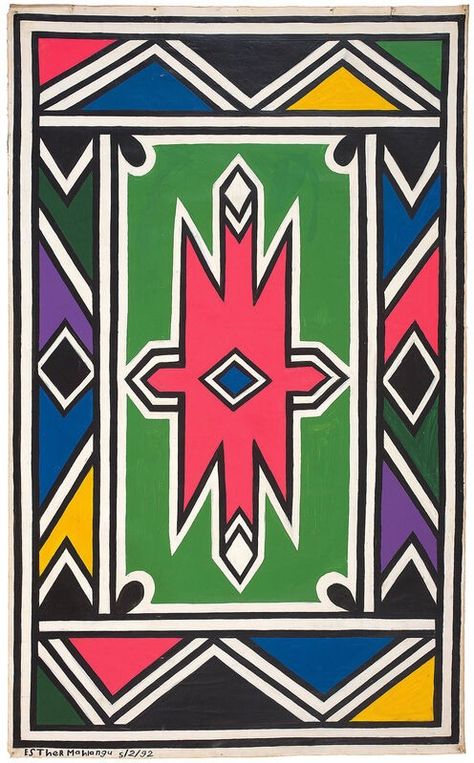 Esther Mahlangu, Africa Art Design, South African Design, African Symbols, African Pattern Design, Art Education Lessons, African Art Paintings, Palette Art, Africa Art