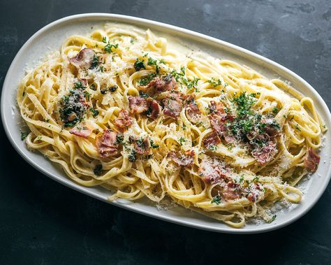 Lemon Parmesan Pasta, Soy Sauce Dressing, Vegetarian Risotto, Fettuccini Alfredo, Fried Capers, Fettuccine Alfredo, Creamy Pasta, Stir Fries, Creamy Sauce