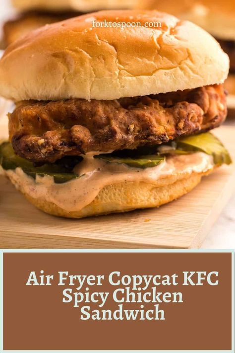 Kfc Chicken Sandwich Recipe, Kfc Spicy Chicken Sandwich, Kfc Spicy Chicken, Southern Buttermilk Fried Chicken, Copycat Kfc, Spicy Chicken Sandwich, Copycat Food, Chicken Crisps, Air Fryer Fried Chicken