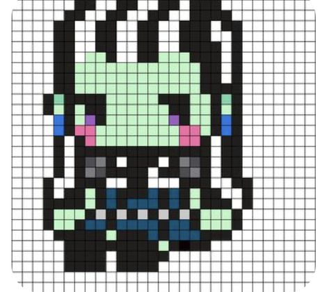 Pixel Art Pattern Monster High, Pixel Art Grid Monster High, Monster High Kandi Pattern, Pixel Art Pattern Characters, Gir Perler Pattern, Vocaloid Pixel Art Grid, Cute Kandi Patterns, Perler Bead Patterns Monster High, Sanrio Kandi Patterns