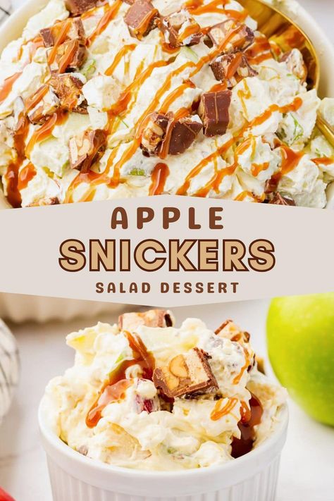 Apple Snicker Salad Recipe, Snicker Apple Salad Recipe, Snickers Salad Recipe, Apple Snickers Salad, Snickers Dessert, Caramel Apple Salad, Snicker Apple Salad, Snickers Salad, Creamy Salad