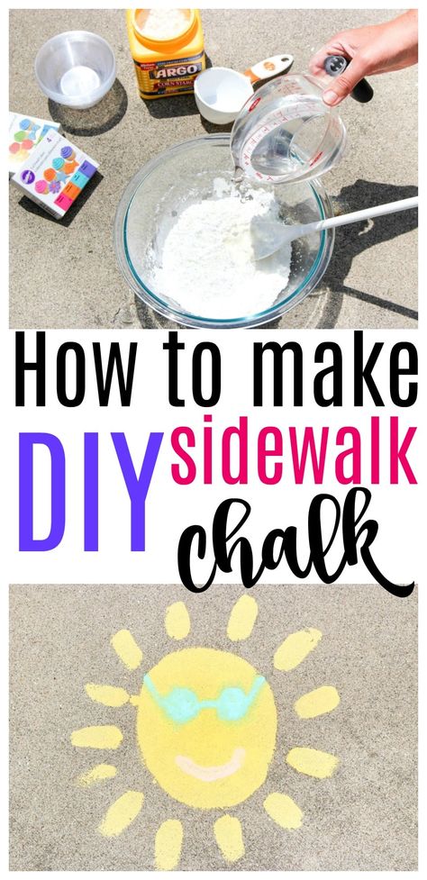 How To Make DIY Sidewalk Chalk Paint #diy #summer #art #paint #chalk Paint Chalk Diy, Chalk Paint Kids Outside, Sidewalk Chalk Paint Diy, Liquid Chalk Diy, Chalk Paint For Kids Outside, Diy Chalk Paint For Kids, How To Make Sidewalk Chalk, How To Make Chalk Paint For Sidewalk, Outdoor Chalk Ideas