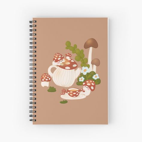 "Cute Kawaii Mushroom Tea Party #3" Spiral Notebook for Sale by annisayuwanda | Redbubble Mushroom Tea Party, Mushroom Notebook, Kawaii Mushroom, Mushroom Tea, Pink Mushroom, Notebook Cover Design, Kawaii Halloween, Notebook Design, Notebook Cover