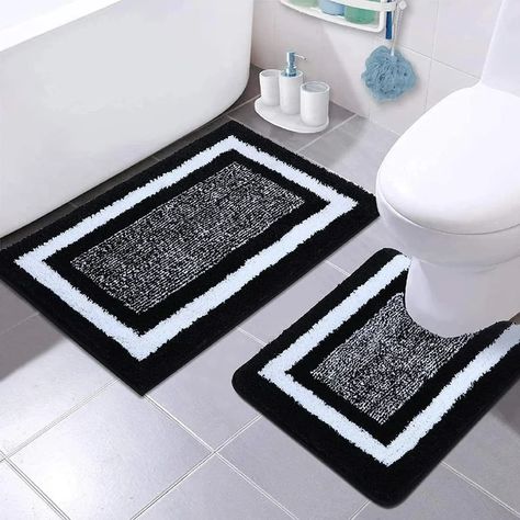 Ebern Designs Tambo 2 Piece Ultra Soft Bath Rug Set | Wayfair Pottery Barn Kids Bathroom, Black And Silver Bathroom, Grey Bathroom Rugs, Chenille Bath Mat, Rug For Bathroom, Toilet Rug, Vintage Bath, Bathroom Rugs And Mats, Bathroom Floor Mat