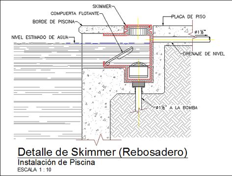 Extreme Skimmer DWG Block for AutoCAD • Designs CAD Swimming Pool Plumbing, Skimmer Pool, Pool Plumbing, Pool Skimmers, Living Pool, Leisure Pools, Swimming Pool Construction, Pool Skimmer, Interior Architecture Drawing