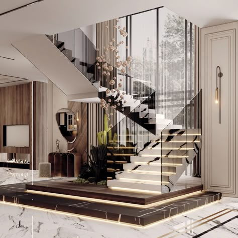 درابزين السلم, Luxury Stairs, درج السلم, Staircase Interior Design, Luxury Staircase, Staircase Design Modern, Modern Luxury Interior, Stairs Design Interior, Stairs Design Modern