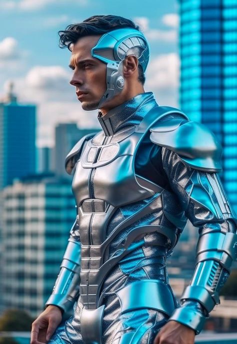 Cyborgs Art Male, Future Fashion Male, Man In Space, Robot Costumes, Garfield Spiderman, Cyborgs Art, One Step Beyond, Villain Costumes, Alien Concept Art