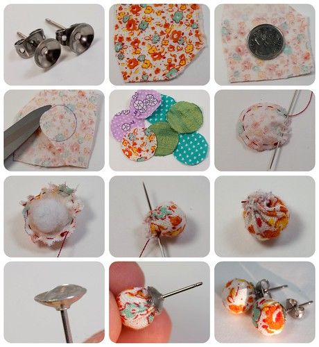 Fabric Jewellery Tutorial, Fabric Wrapped Earrings, Scrap Fabric Earrings, Scrap Fabric Jewelry, Fabric Jewellery Handmade Tutorial, Fabric Earrings How To Make, Fabric Beads Diy, 100 Hobbies, Fabric Earrings Diy