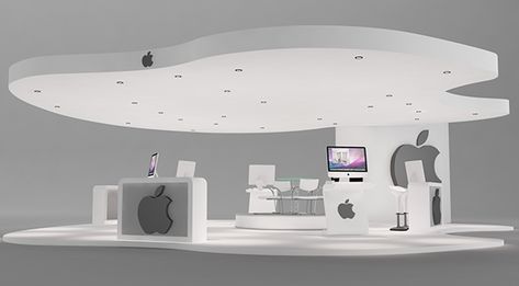 Apple Exhibition Stand made in 3d max and vray on Behance Apple Exhibition, White Exhibition, Showcase Store, Pavilion Design, Kiosk Design, Iphone Stand, Exhibition Stand Design, Exhibition Booth Design, Apple Design