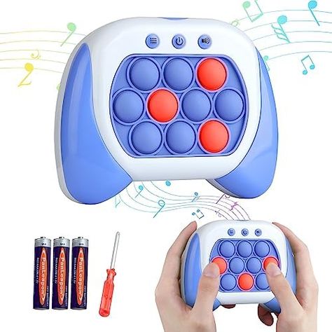 Pop It Game Quick Push Fidget Toys Light Up Fast Push Bubble Toy with Music Handheld Puzzle Game Machine Squeeze Poppet Sensory Toys Birthday for Kids Boys Girls (Battery included) Pop Game, Office Health, Pop Games, Game Machine, It Game, Hair Haircuts, Sensory Toys, Fidget Toys, Puzzle Game