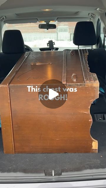 Katie Scott | Furniture Refinisher on Instagram: "It’s controversial, I know 😅 but this Art Deco, cedar chest was REALLY badly damaged on the outside.

I removed the decorative dragonfly from the front and glued back down as much of the loose veneer as I could, then the rest of the damage got filled with some epoxy wood filler and sanded smooth. 

Now it’s painted it in @fusionmineralpaint “Cast Iron” and I think it’s absolutely stunning! What do YOU think?

#modernvintage #furnituremakeover #artdeco #waterfallfurniture #cedarchest #restyledfurniture #thriftflip" Refinishing Cedar Chest, Cedar Chest Makeover, Cedar Chest Redo, Painted Cedar Chest, Waterfall Furniture, Chest Makeover, Katie Scott, Furniture Redos, Cedar Chest