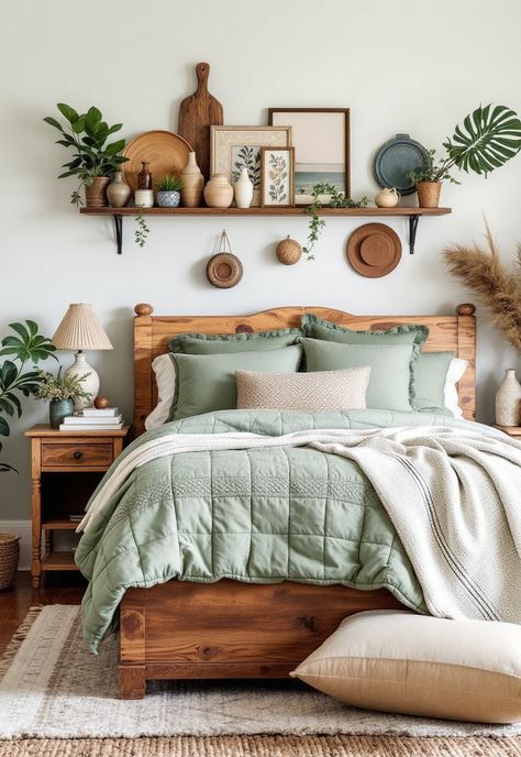 Sage Green Farmhouse Bedroom Sage Green Bedroom Iron Bed, Sage Green Beach House, Burnt Orange And Sage Green Bedroom, Sage Green Master Room, Sage And White Bedroom, Sage Green Farmhouse Bedroom, Green Farmhouse Bedroom, Sage Green And Grey Bedroom, Sage Green Farmhouse