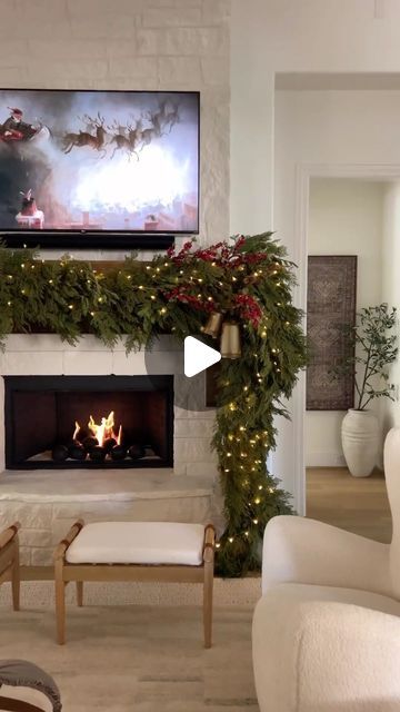 Taylor Weimar on Instagram: "Comment “links” for all the links I used to create this year’s Christmas mantle 🎄  Details ✨  - 5 of the 15 pounds command hooks- these are amazing! I loved that I didn’t have to nail into our wood mantle.  - 1 15ft Norfolk pine garland. This is probably optional but it was very helpful to be able wrap my main garland around the base garland. To me, it just made everything more seamless. - 5 of my @purplerosehome garland. This is my favorite garland to use on our mantle. It’s thick and very realistic looking. - I set of large bells  - 8 red berry stems. I  used 4 per side. These are actually sold out, but I linked very similar ones in a different color than I am actually obsessed with from the same retailer. - 2 large pinecones stems. I used one per side. - 3 Norfolk Pine Garland Mantle, Xmas Mantel Ideas, Garland On Mantle, Norfolk Pine Garland, Battery Operated Christmas Lights, Christmas Garland Mantle, Mantle Ideas, Fireplace Garland, Mantle Garland