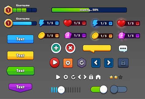 ArtStation - Casual Mobile Game UI Exploration, Duds Flausino Game Interface Design, Mobile Game Ui, Game Timer, Ux Design Mobile, Ui Buttons, Game 2d, Game Gui, Vector Game, Ui Game