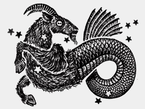 Capricorn by Colin Denney on Dribbble Mythical Sea Creatures, Village Drawing, Capricorn Symbol, Mermaid Tattoo Designs, Capricorn Art, Medieval Tattoo, Astrology Tattoo, Capricorn Tattoo, Tasteful Tattoos