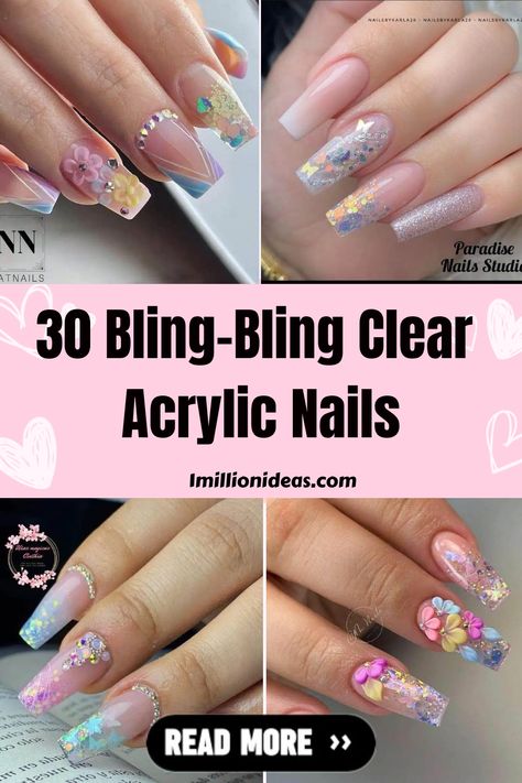 Are you looking for something extra glamorous? Something to wow everybody whenever they see your nails? Something so effortlessly gorgeous that can… Encapsulated Nails Acrylics, Encapsulated Nails Flowers, Nails Flowers, Encapsulated Nails, Clear Acrylic Nails, Flower Nail Designs, Chic Hairstyles, Looking For Something, Beautiful Nail Designs