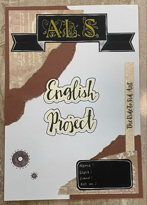 Homework Book Cover Ideas Aesthetic, Scrapbook English Project, Cover Page Of Scrapbook, English Project Ideas Aesthetic, English Coverpage Ideas For Projects, English Project Calligraphy, English Hhw Cover Page, School Book Covers Aesthetic English, English Projects Cover Page