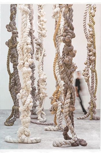 gorgeous ropey knotty sculptural things by Dana Barnes Studio Textile Art Installation, Rope Installation, Contemporary Dancing, Abstract Installation, Rope Sculpture, Twisted Art, Sculpture Contemporary, Knotted Rope, Fiber Sculpture