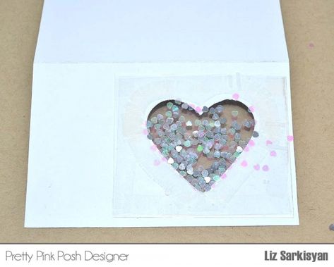 Tutorial: Flat Shaker Card | Pretty Pink Posh Shaker Cards Diy, Shaker Cards Tutorial, Spinner Card, Confetti Cards, Heart Confetti, Shake Shake, Tags Diy, Gift Tags Diy, Pretty Pink Posh