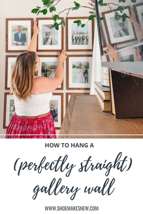 Straight Gallery Wall, How To Hang Picture Collage On Wall, Hanging Picture Collage On Wall, Hanging A Collage Of Pictures, Hanging Multiple Pictures Together, Hanging Gallery Wall Tips, How To Hang Gallery Wall Straight, Hanging Multiple Pictures On Wall, How To Hang Pictures On Wall Straight